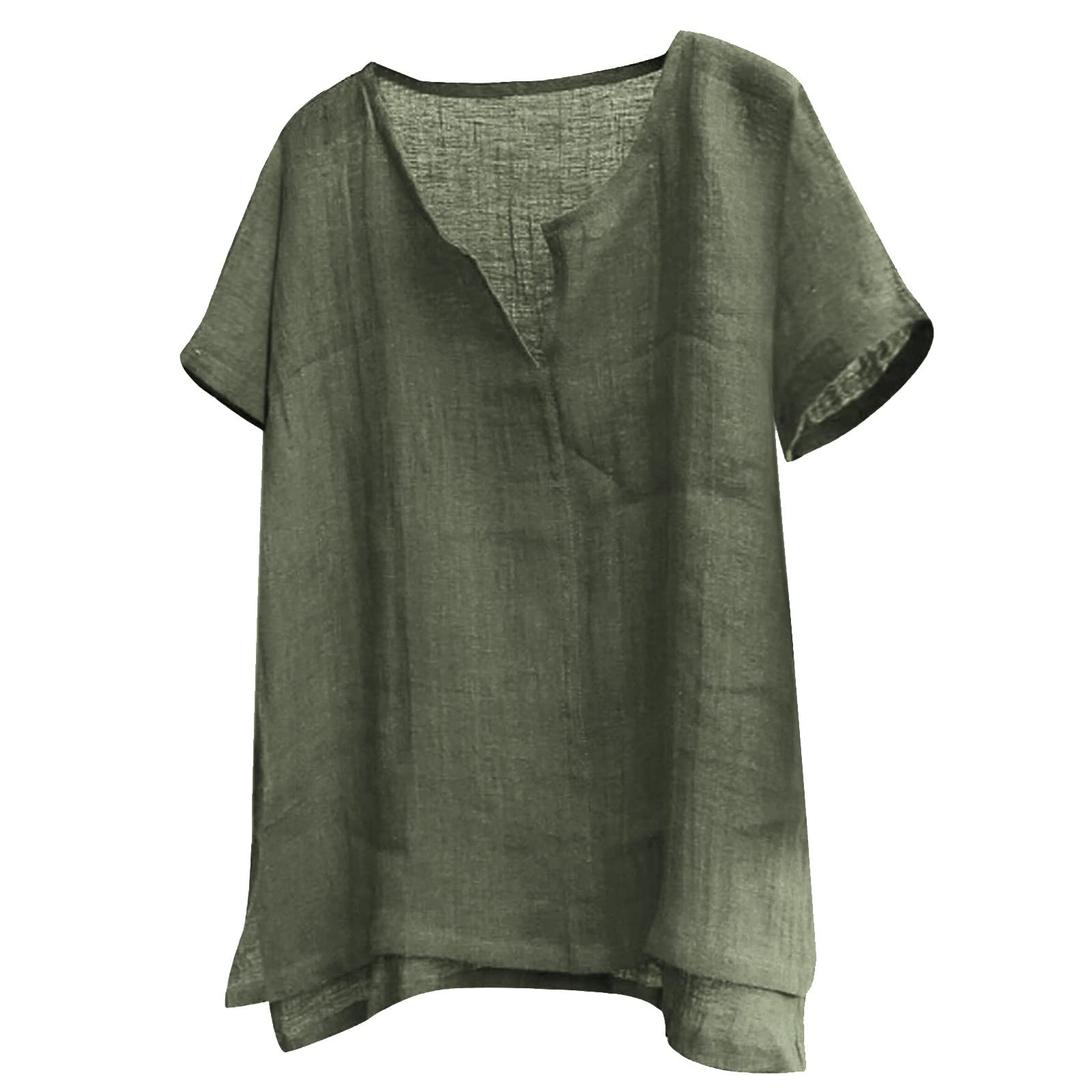 Womens Cotton Linen Hoodie Long Tops Ladies Summer Loose Classic T