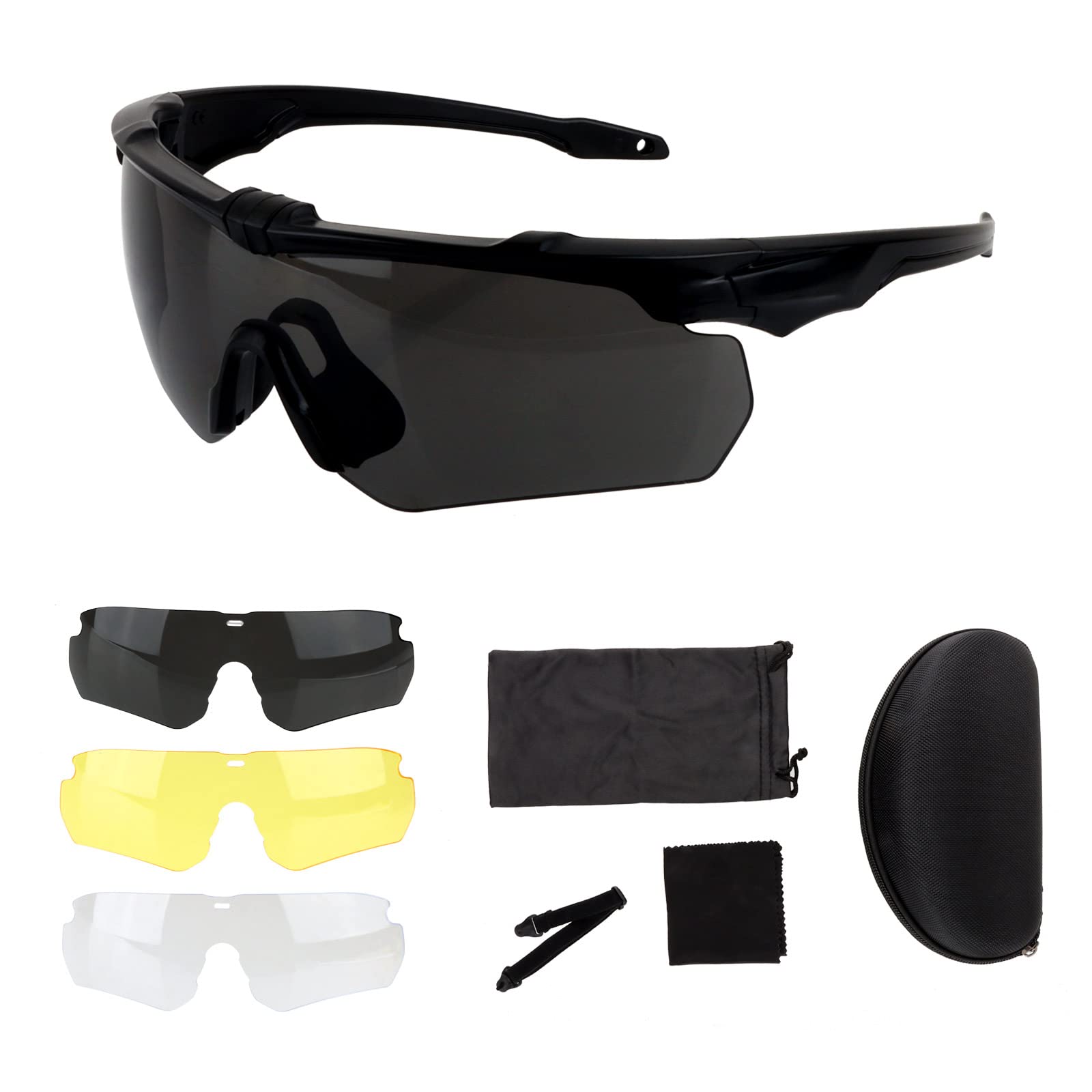 ToopMount Tactical Eyewear Anti Fog, Tactical Shooting Glasses with 3  Interchangeable Lens UV400 Protection Airsoft Goggle Black Frame