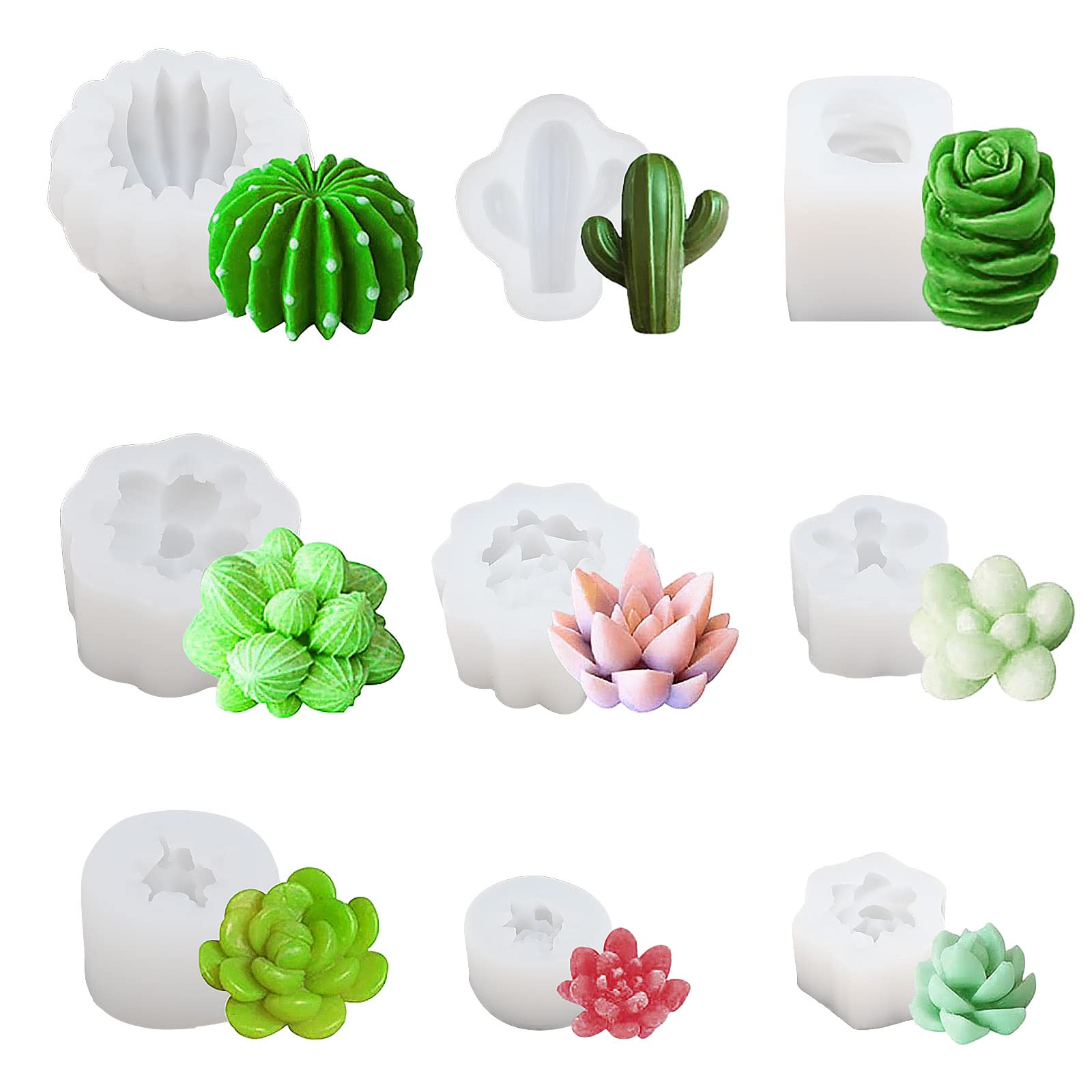 9 Pack Succulent Silicone Mold,Flower Resin Mold,Silicone Candle