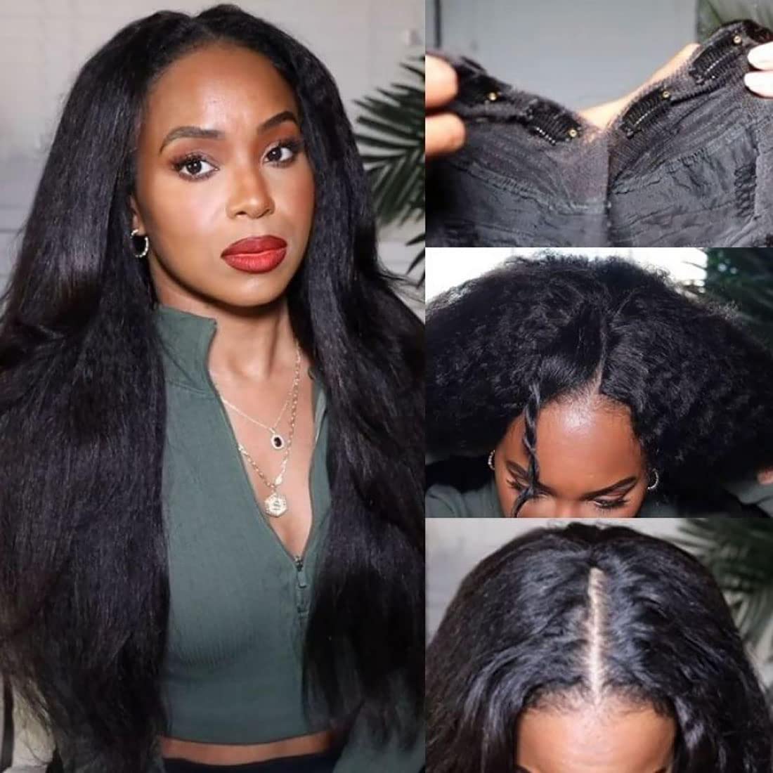 UNICE Kinky Straight V Part Wig Human Hair No Leave Out Glueless Upgrade U Part Wig UNICE Kinky Straight V Part Wig Human Hair No Leave Out Glueless Upgrade U Part Wig