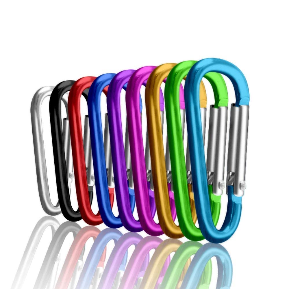 Carabiner Clips, Upins Aluminum Locking Spring Hook Keychain D Shape Heavy  Duty Buckle Pack Carabiners Clip Lock Snap Hooks Backpack Clip 1.85  Multicolor-100Pack