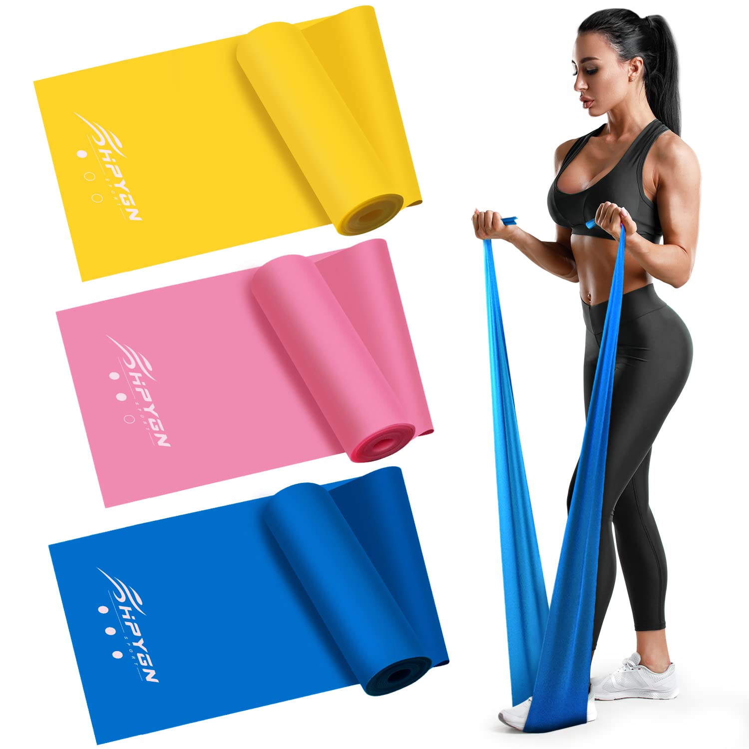 Resistance Bands Set, Exercise Bands for Physical Therapy, Strength  Training, Yoga, Pilates, Stretching, Elastic Band with Different  Strengths,Workout Bands for Home Gym 4.9ft Blue/Yellow/Pink