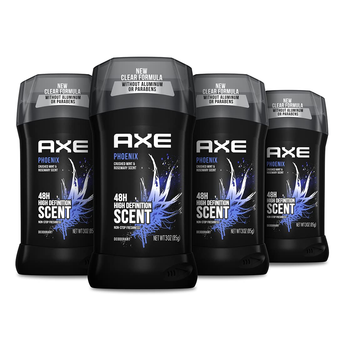 AXE Phoenix Deodorant 48H Odor Protection Crushed Mint & Rosemary Aluminum  Free Deodorant for Men, 3 Ounce (Pack of 4)