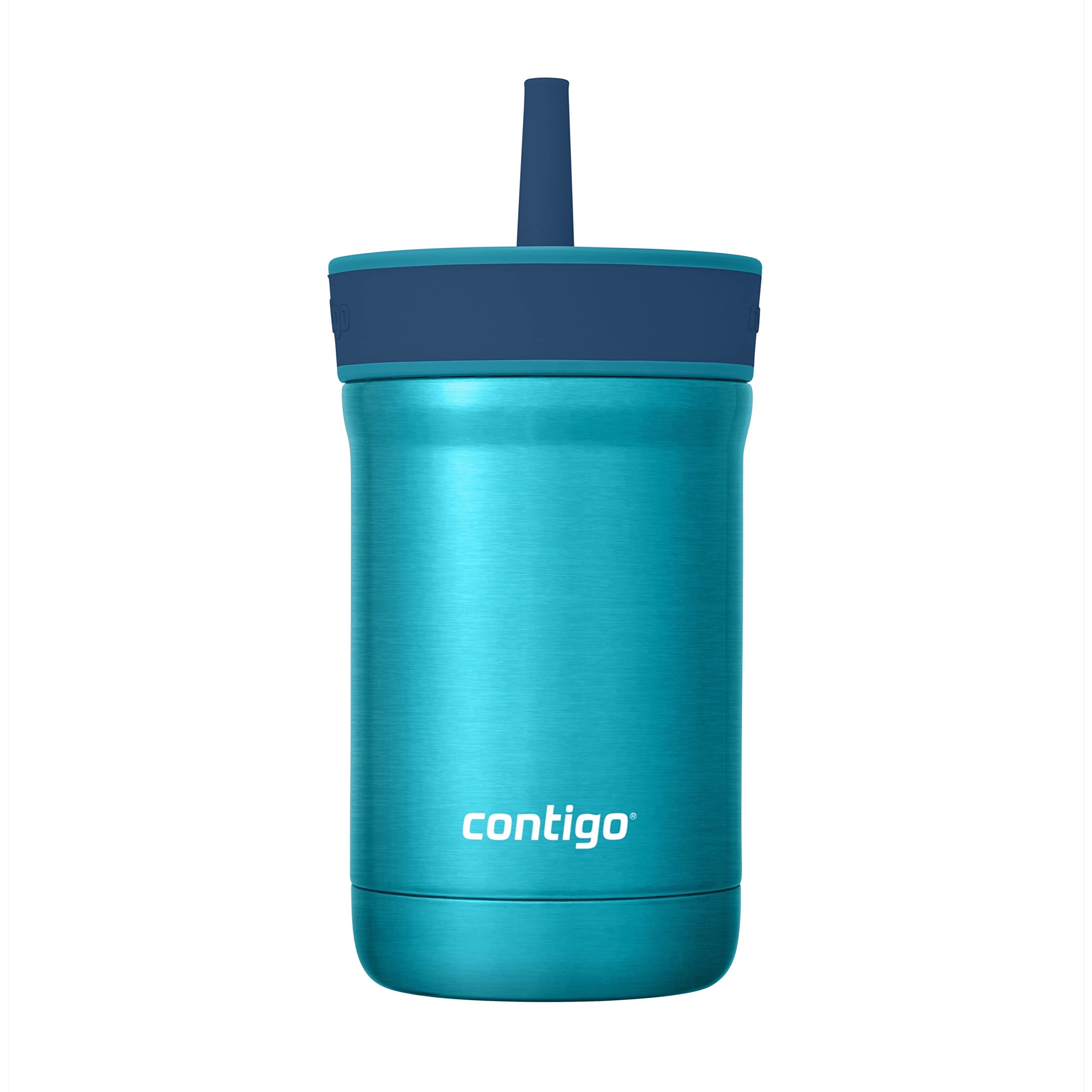 Contigo Leighton Vaccum-Insulated Kids Water Bottle with Spill-Proof Lid  and Straw 12oz Stainless Steel