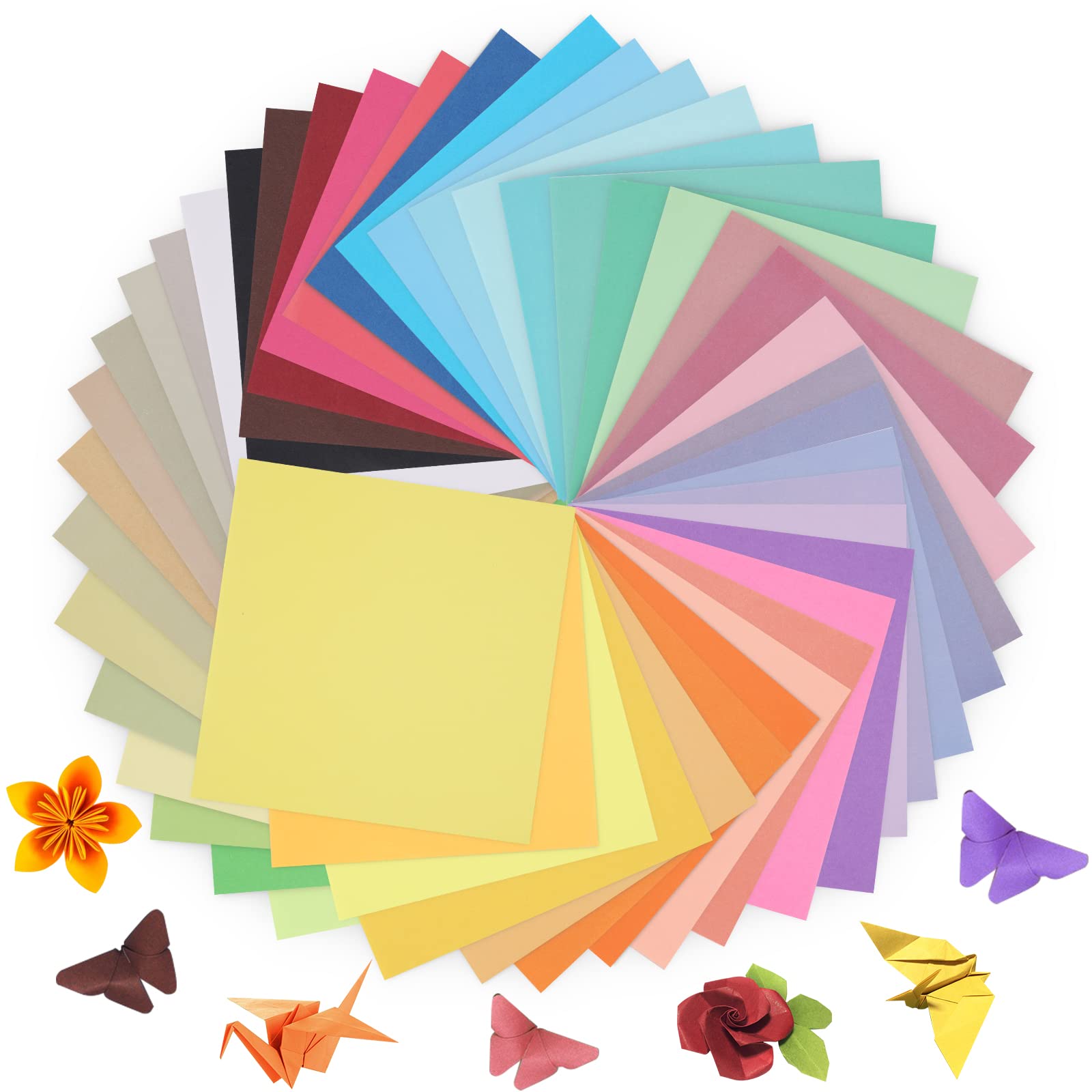 Origami Paper 50 Colors 100 Sheets 6 x 6 - Double Sided Color Origami Kit  for Crafts & Art