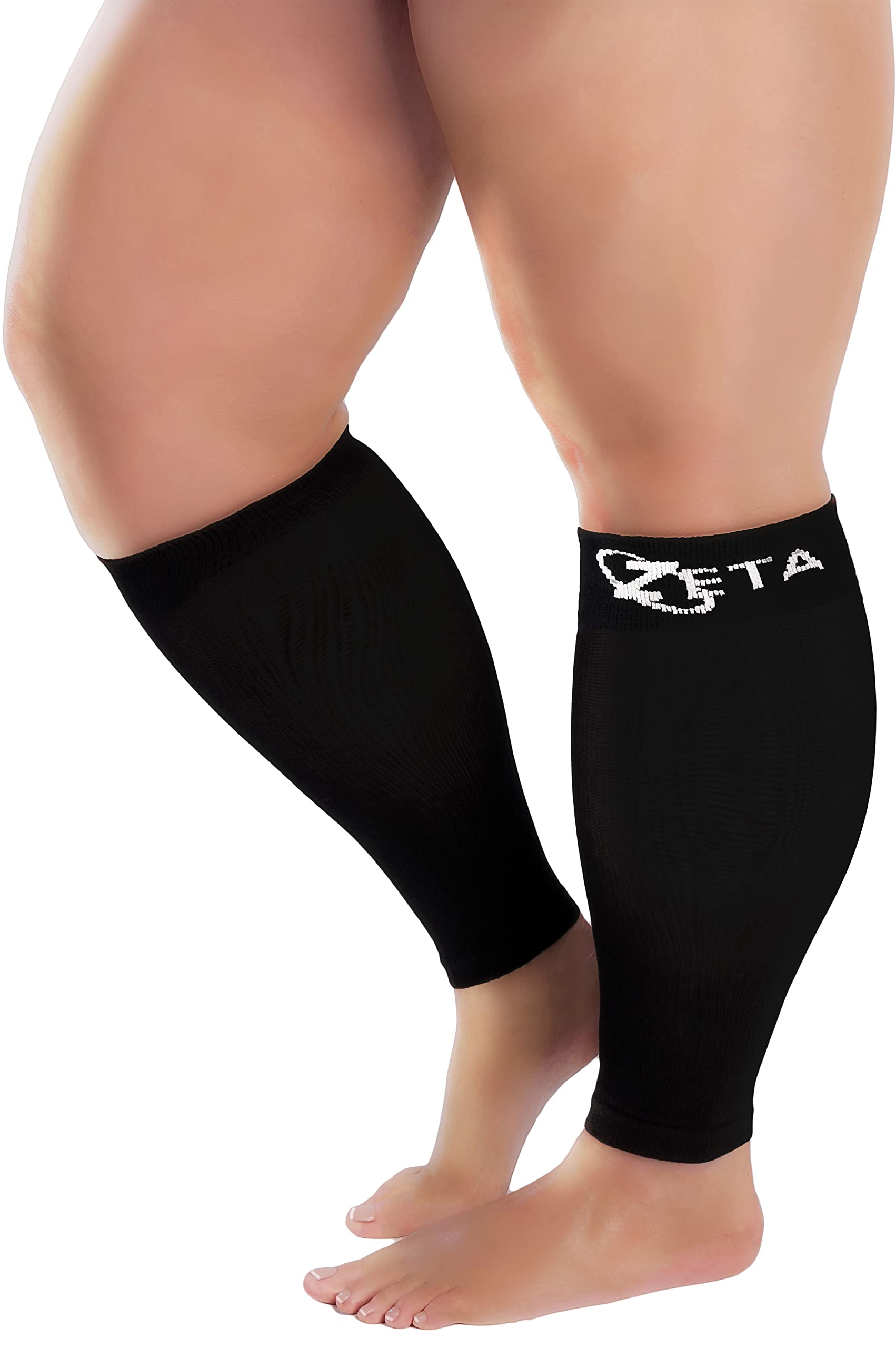  Zeta Wear Plus Size Short Length Leg Sleeve Support Socks - The  Wide Calf Compression Sleeve Women Love for Its Amazing Fit, Cotton-Rich  Comfort & Soothing Relief, 1 Pair, Small, Black 