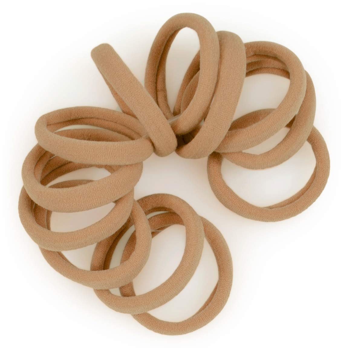 Cyndibands Soft and Stretchy Gentle Hold Seamless Elastic Fabric No-Metal Ponytail  Holders - 12 Hair Ties (Medium/Dark Blonde)
