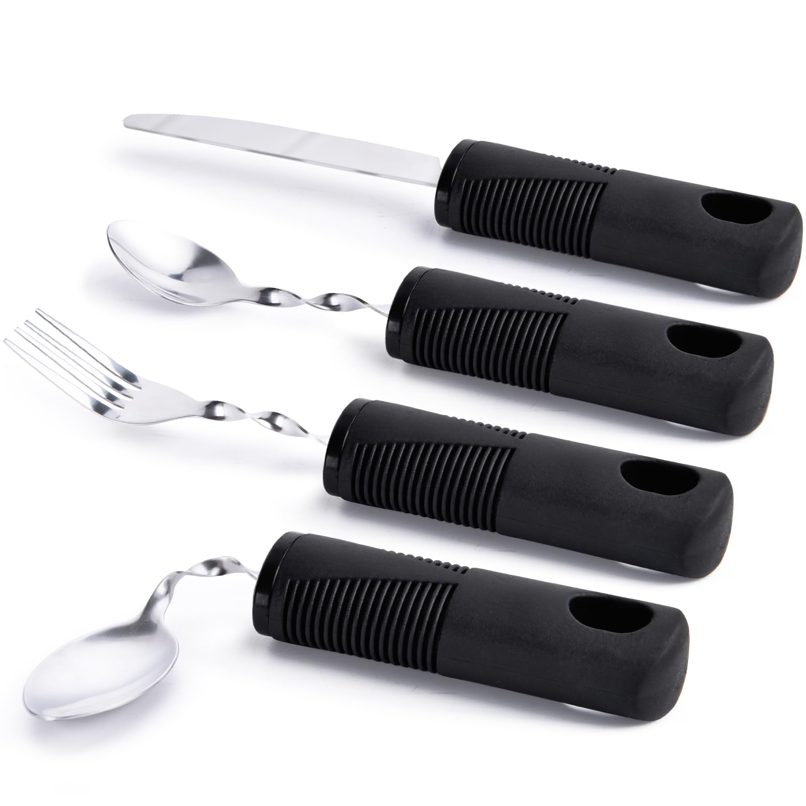 Weighted Utensils for Hand Tremors Weighted Silverware for Parkinsons  Patients Arthritic Hands Built Up Utensils for Adults Adaptive Eating  Utensils (Black-Bendable Utensils)