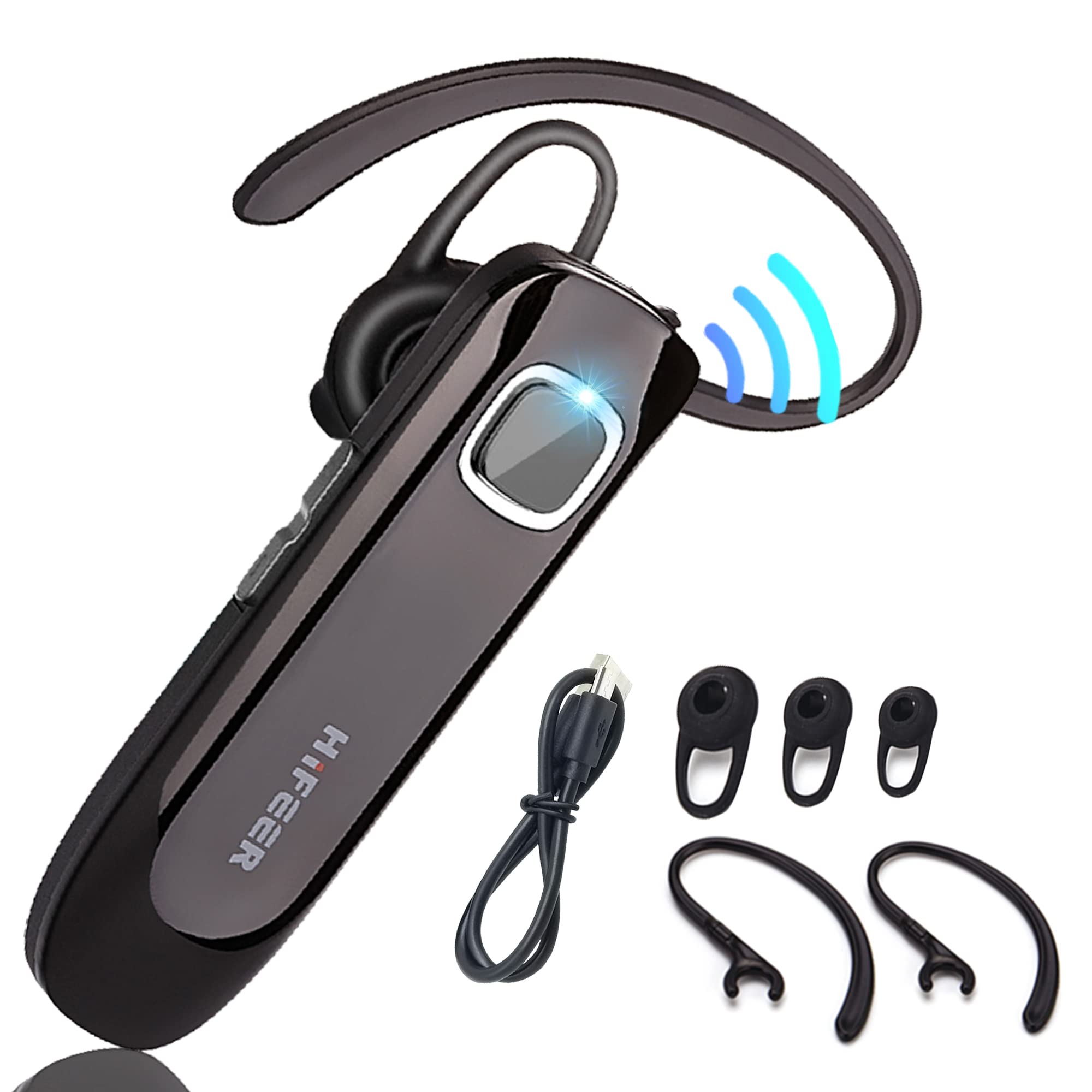 Mobile Phone Bluetooth Earphones Bluetooth V5.1 Earphone Hands-free Single  Ear Earphone with CVC8.0 Noise-cancelling Microphone for Office/driving