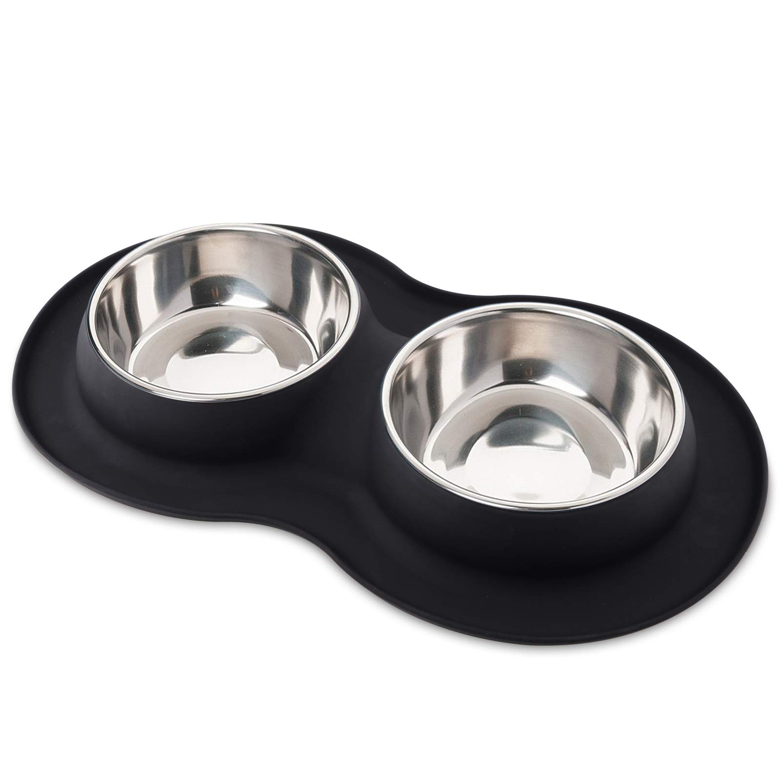 Pet Dog Cat Food Feeding Stand Station Stainless Double Raised Bowls Dish  Holder