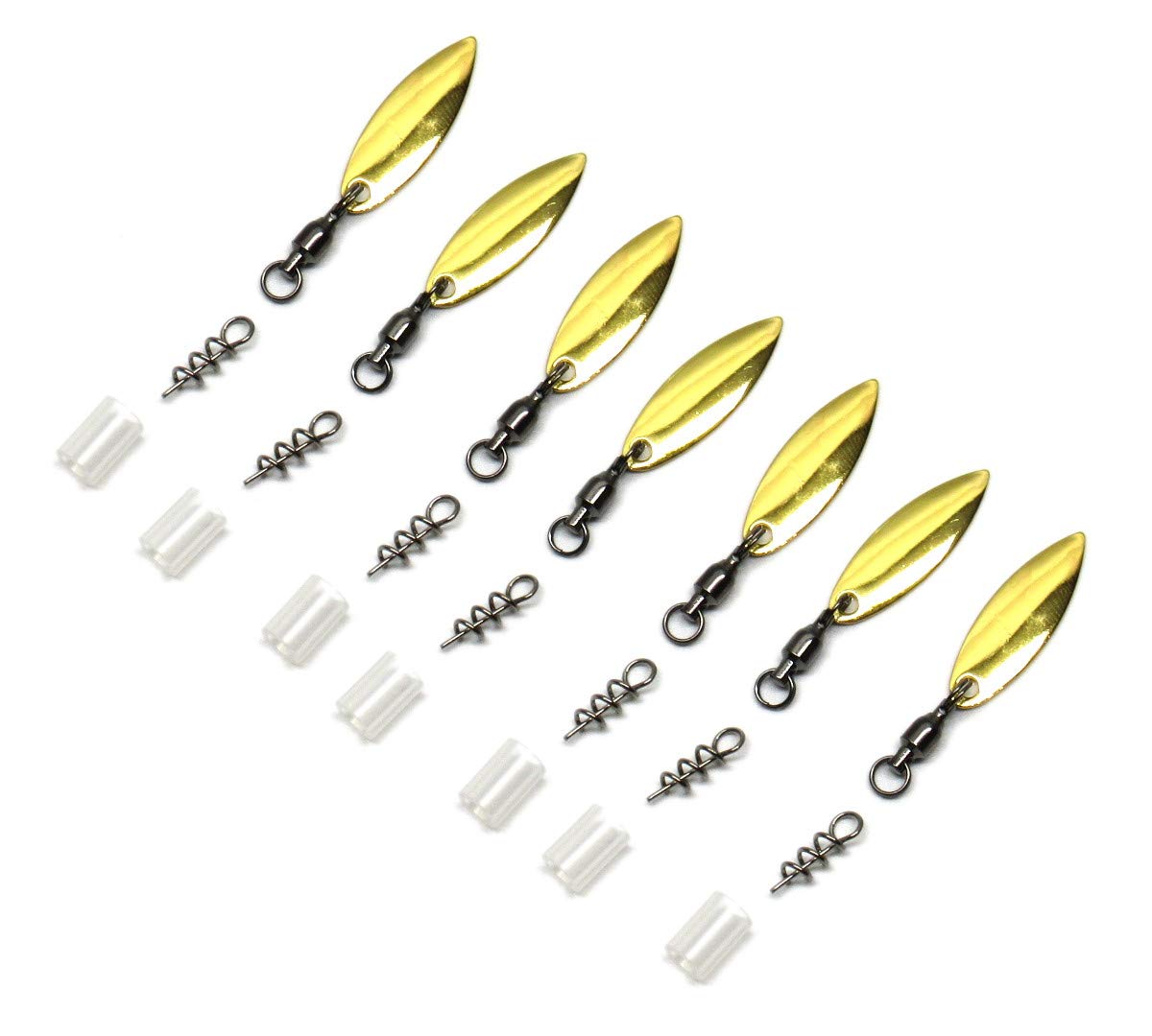 Harmony Fishing Company - 7 Pack Tail Spinners (Hitchhikers for Soft  Plastic/senko Fishing Lures, Willow or Colorado Blade) Willow Blade (7  Pack, Gold)