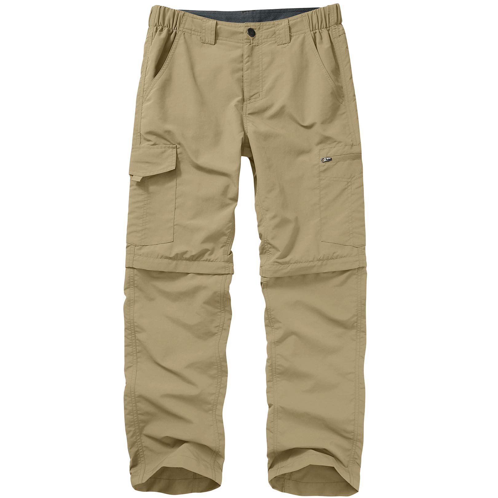 NOUKOW Men's Outdoor Hiking Pants, Quick Dry Lightweight Tactical Pants,  Water Resistant Stretch Fishing Pants with 6 Zip Pockets & Belt Beige