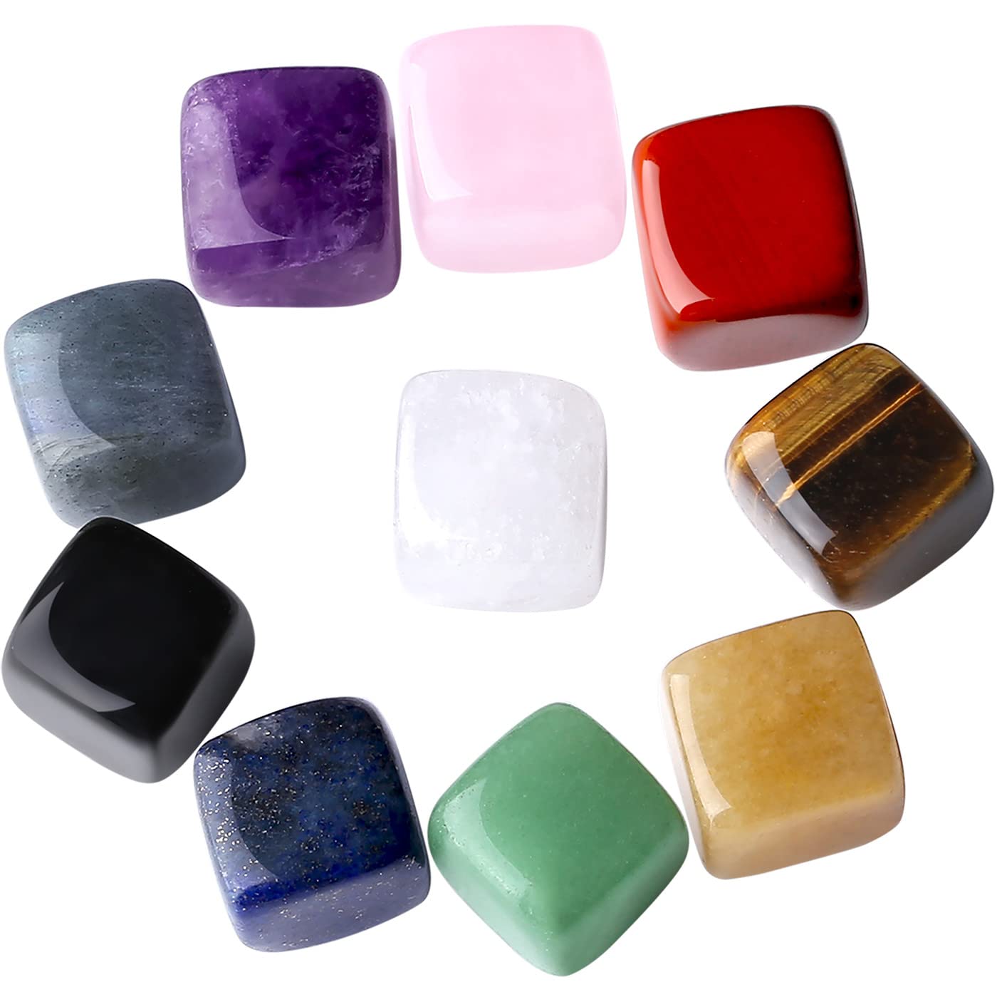 10 PCS Polished Rocks Crystals Set Colorful Crystal Stones Energy Quartz  Polished Brazilian Cube Square Rocks for Tumbling Reiki Balancing  Meditation Therapy Tumbled Stones and Crystals Bulk 10 PCS - Healing Stones