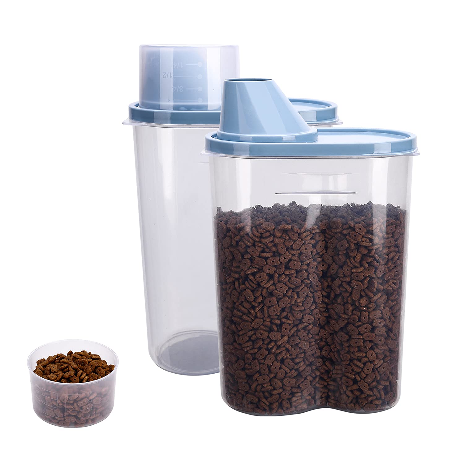 GreenJoy 2 Pack 2lb/2.5L Pet Food Storage Container with Measuring