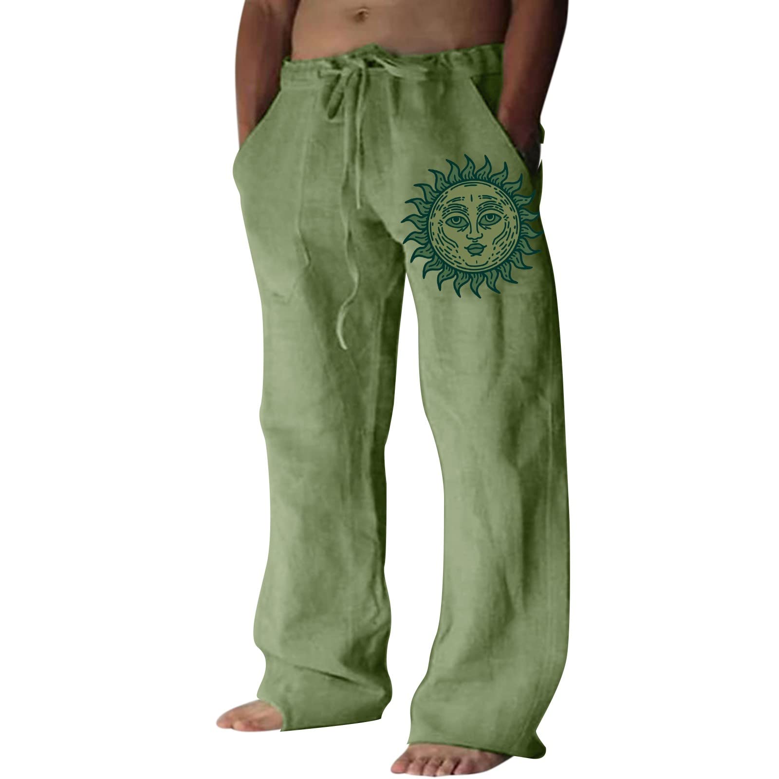 Xysaqa Men's Cotton Linen Pants Drawstring Elastic Waist Lightweight Pant  Summer Loose Casual Beach Trousers (Big & Tall Sizes) - Walmart.com