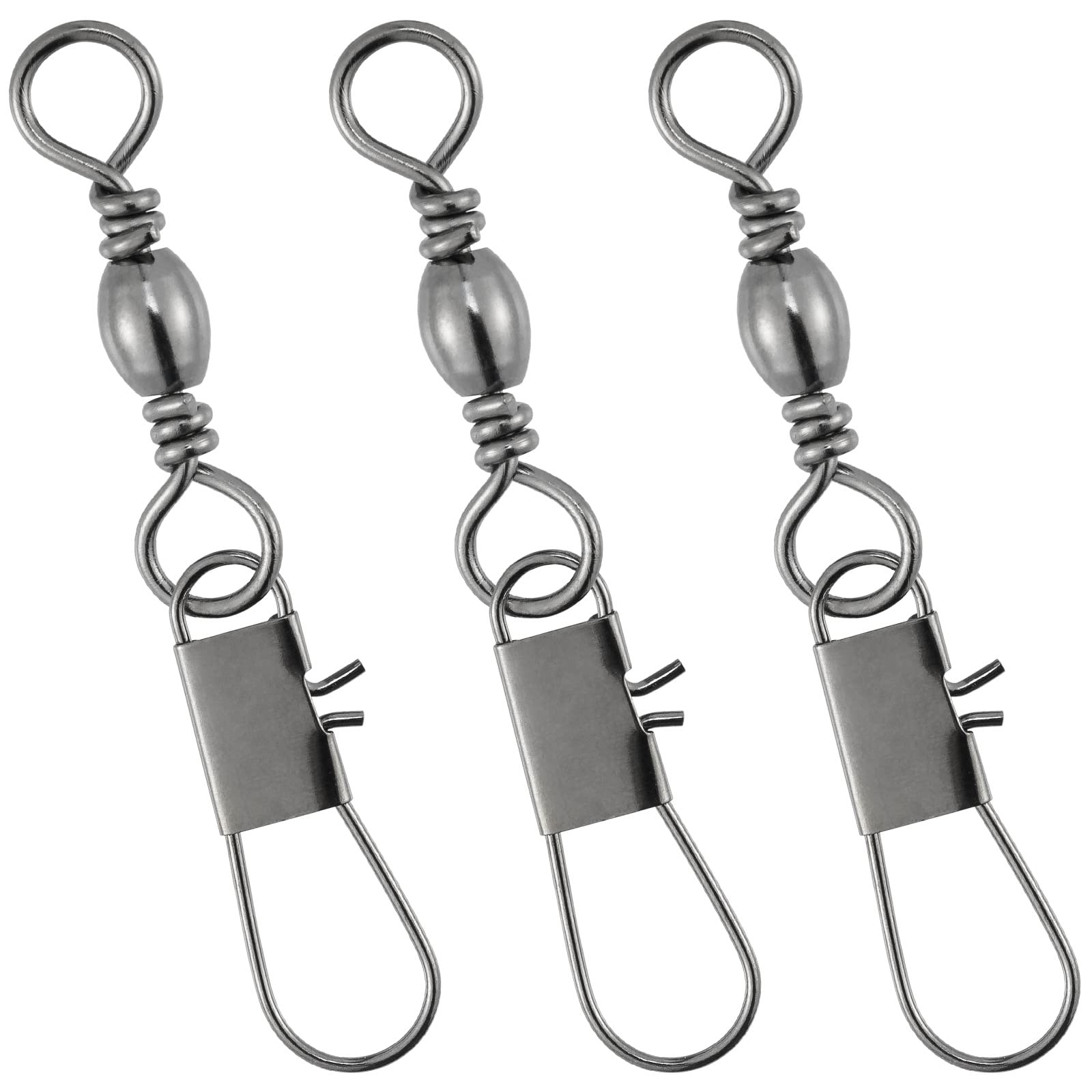Dr.Fish 50 Pack Fishing Snap Swivels Barrel Swivel with Snap Freshwater  Swivels Fishing Tackles Stainless Steel Safty Interlock Snaps Black Nickel  Copper 26-132Lb #14(26LB)-50 Pack