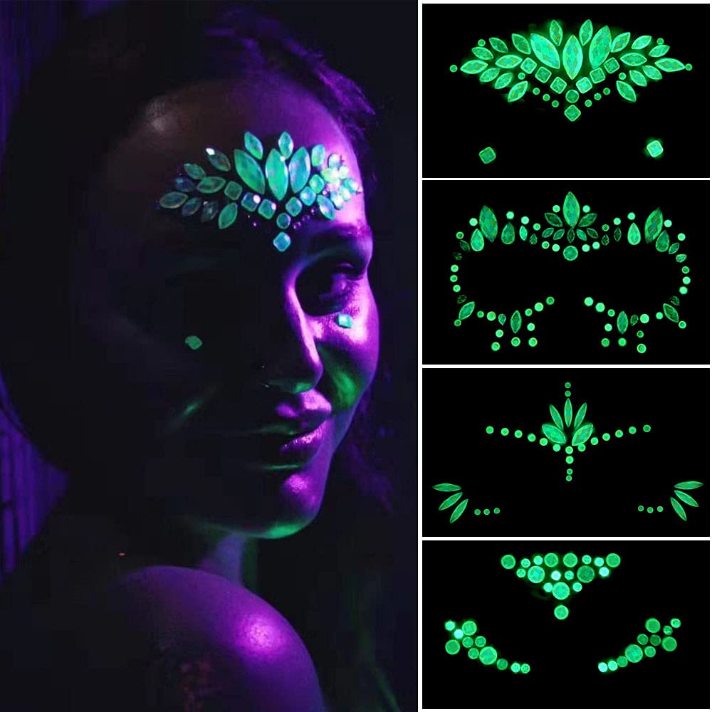 Luminous Glitters for Face Rhinestones Halloween Temporary Tattoo