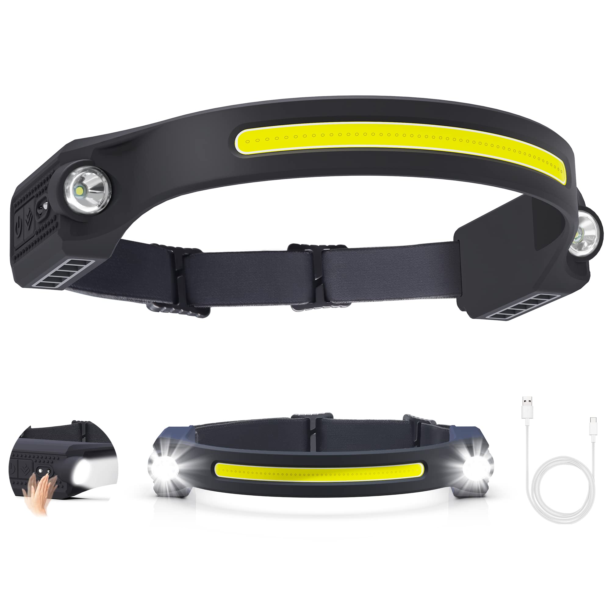 AlpsWolf LED Headlamp Rechargeable, 2 XPE LED and COB LED Head