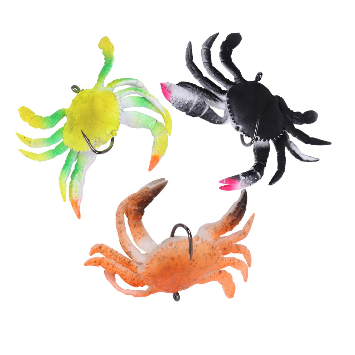 3 Pack Soft Fish Fishing Crab Lures Bait with Hooks Simulation