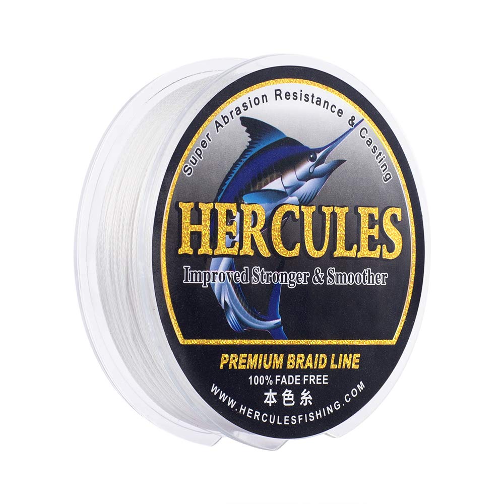 HERCULES Braided Fishing Line, Not Fade, 109-2187 Yards PE Lines, 4 Strands  Multifilament Fish line, 6lb - 100lb Test for Saltwater and Freshwater,  Abrasion Resistant White 6lb (2.7kg)-0.08mm-547Yds (500m)-4S