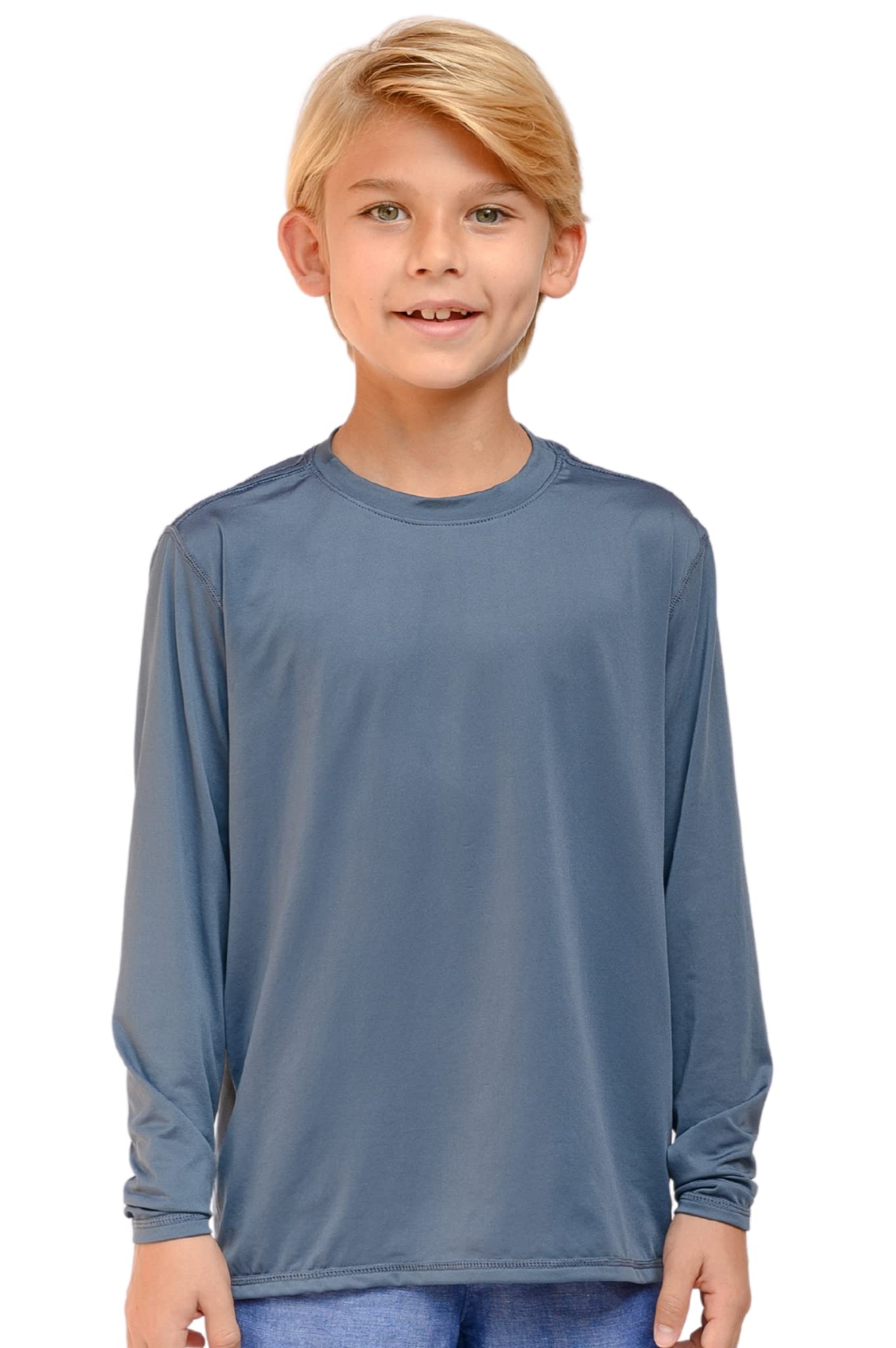 INGEAR Boys UPF50+ Long Sleeve UV Sun Protection Swim Shirt Quick Dry  Outdoor Rash Guard for Boys Marina Blue Large