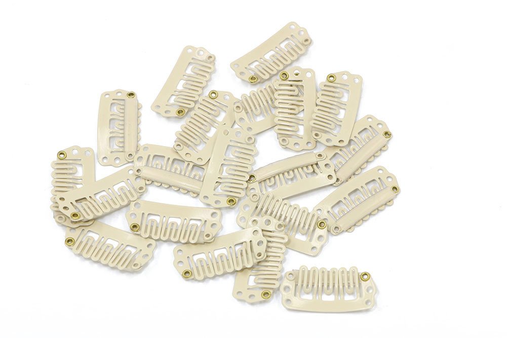 U Shape Metallic Snap Clips ins 20 Pcs for Hair Extension Hairpiece DIY Snap-Comb  Wig