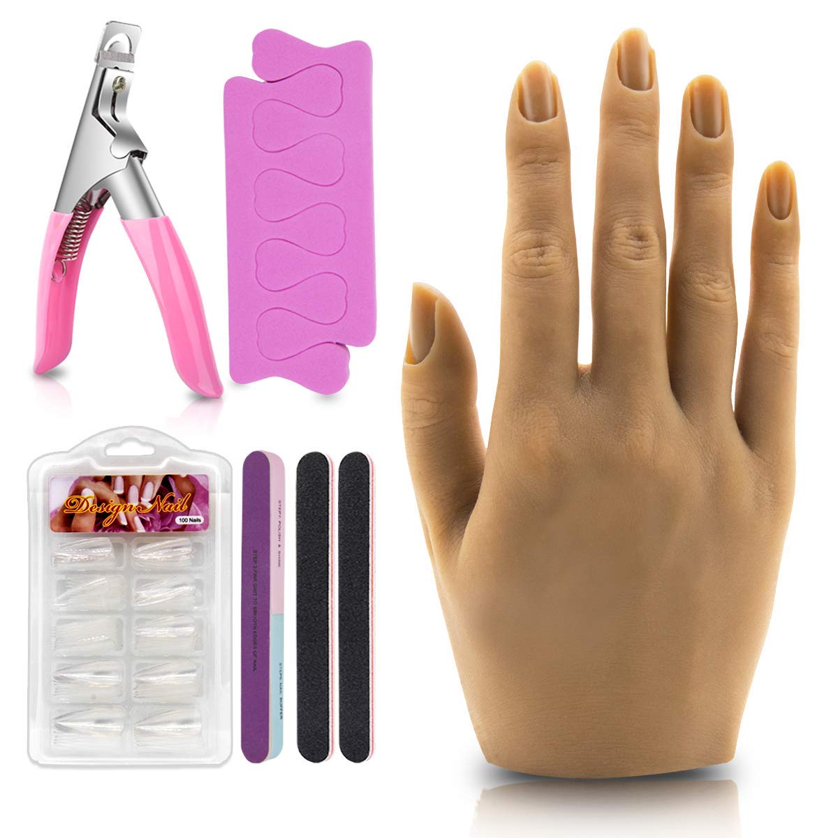 Silicone Practice Hand for Acrylic Nails - Female Nail Trainning Practice  Hand, Flexible Bendable False Fake Nail Hand Mannequin Life Size Hand for  Nails Practice Hand with Soft Touch