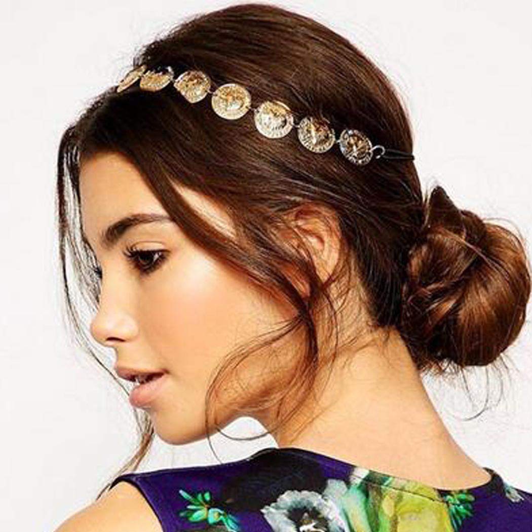 Chicque Boho Head Chain Jewelry Gold Headpiece Elastic Hair Chain