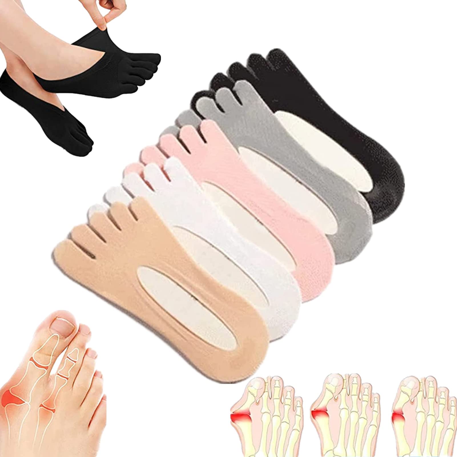 Sofeet Anti-Bunions Health Socks Orthoes Bunion Relief Socks Anti Bunions  Socks Projoint AntiBunions Health Sock No Show Toe Socks Five Finger Socks  5Pairs