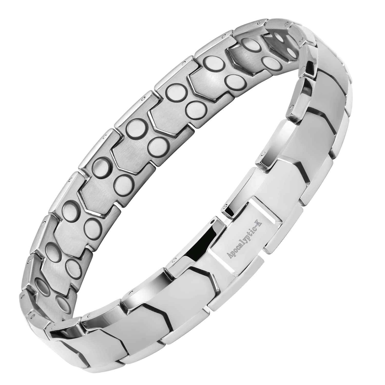 Strong 5000 Gauss Pure Titanium Magnetic Bracelet Men Silver Arthritis T03S  | eBay