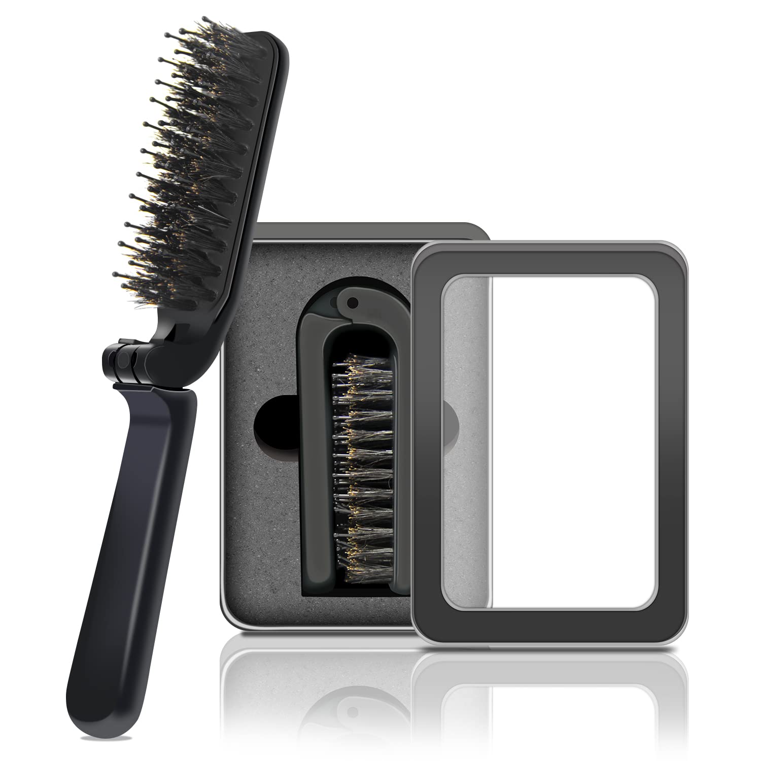 Travel Brush Mini Boar Bristle Brush Folding Hair Brush for Thin/Thick Hair  Mini Hair Brush for Women and Men for Smoothing Detangling Massaging Adding  Shine Great for Purse or Pocket.