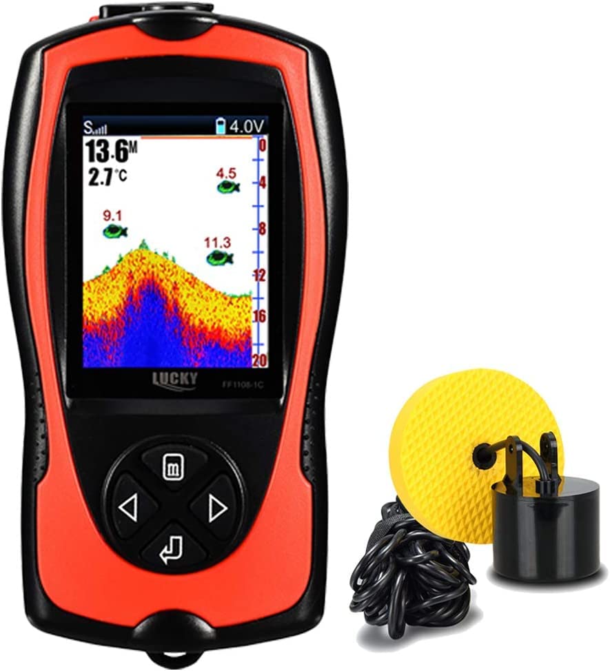 LUCKY Portable Fish Finder Handheld Kayak Fish Finders Wired Fish Depth Finder  Sonar Sensor Transducer for