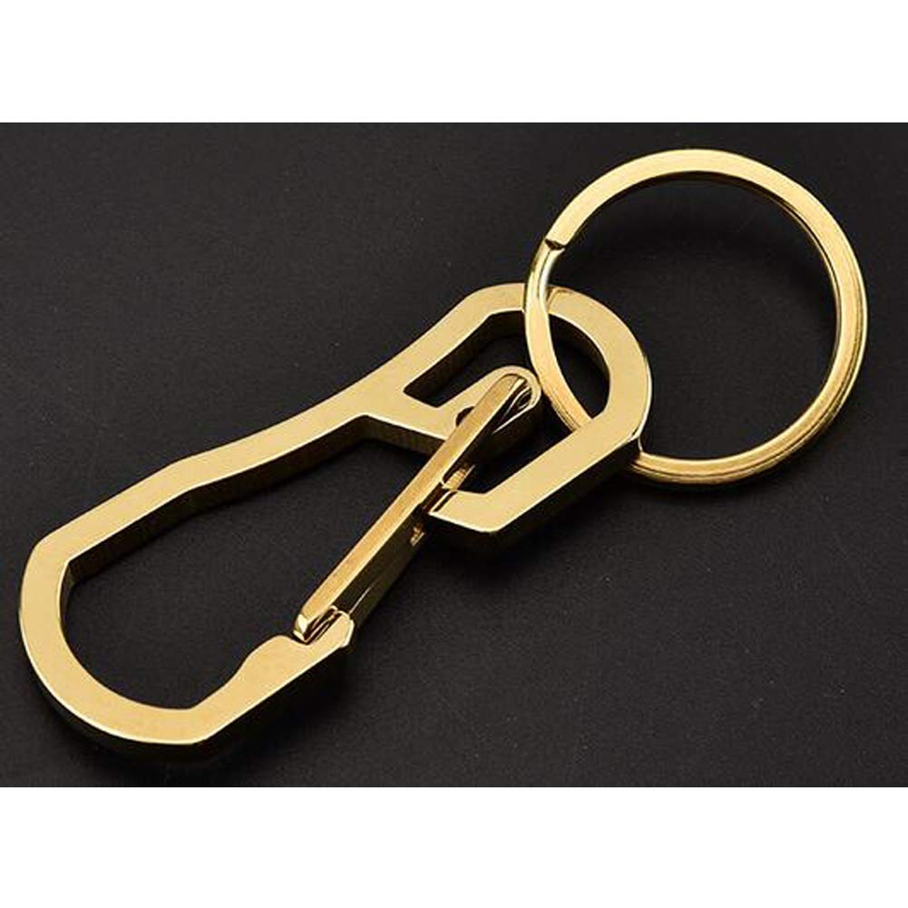 Anoley Carabiner Clip Retractable Ring Set Titanium Keychain Quick Release  Hooks for Men Women 1 Pack Gold
