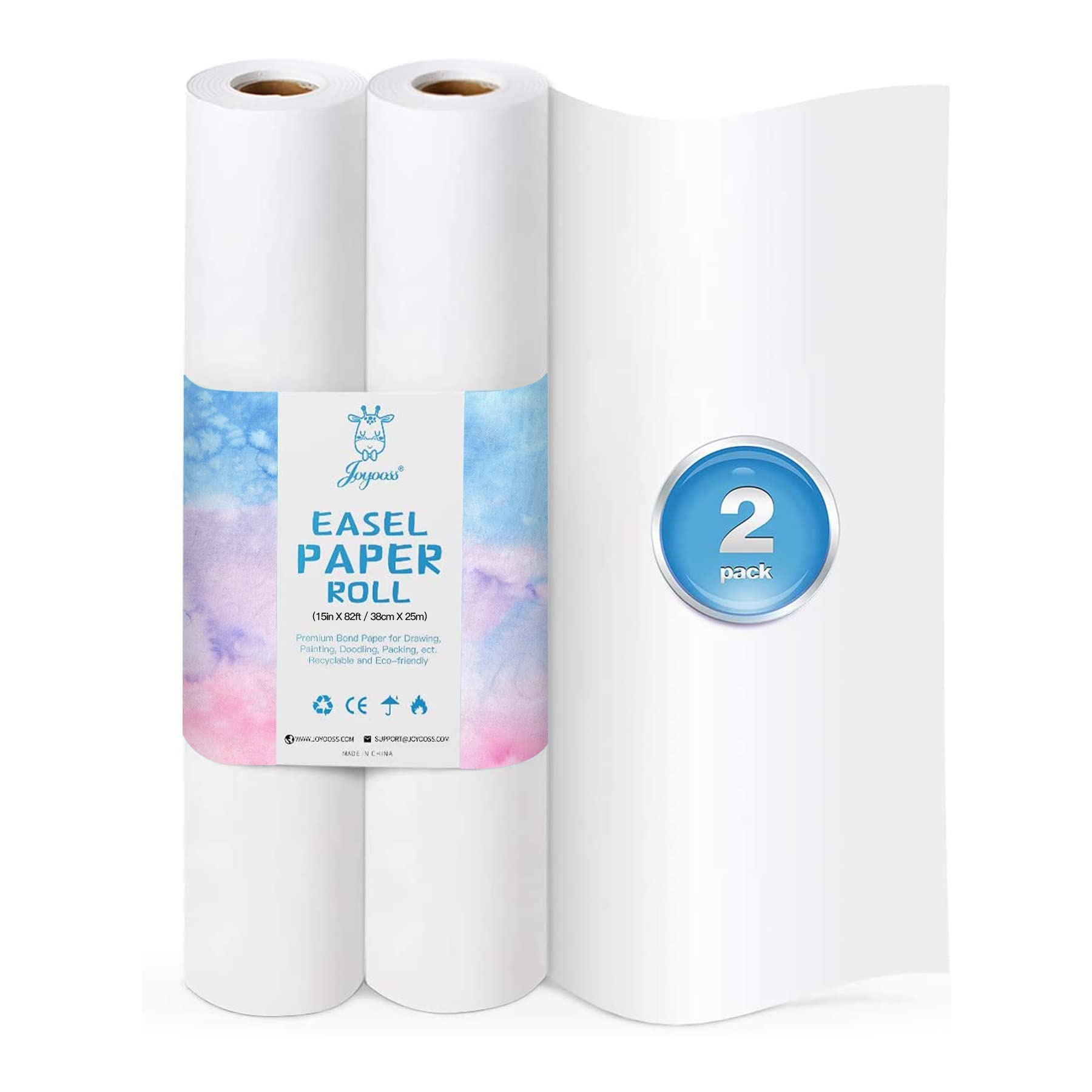Joyooss Easel Paper Roll 15 inches by 82 Feet (2 Pack Total 164 Feet) Art  and Craft Paper Painting Paper 15 Inch 2 Rolls