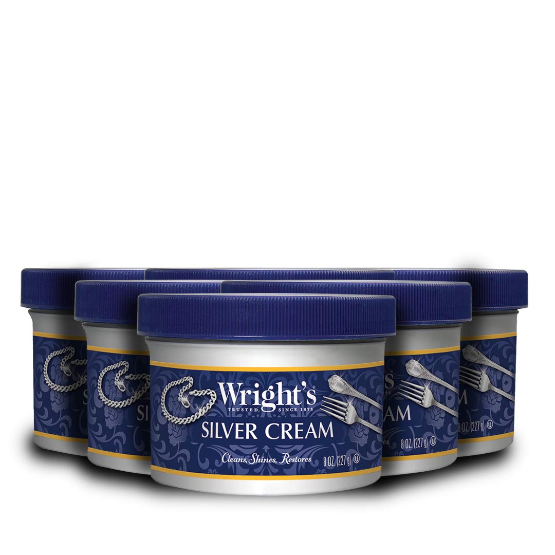 Wright's Silver Cleaner and Polish Cream - 6 Pack - 8 Ounce - Ammonia-Free  - Gently Clean and Remove Tarnish without Scratching