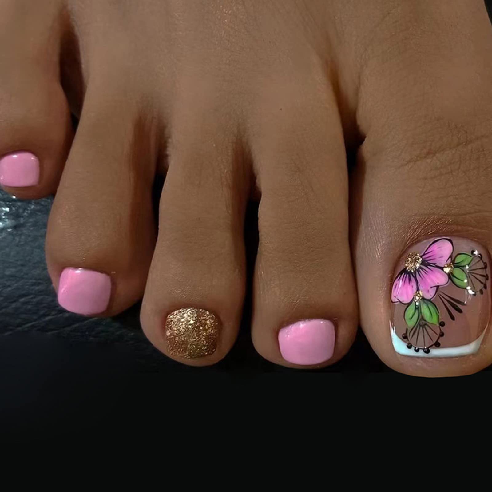 Buy Pink Toe Nails Press on 24pcs Fake Full Cover Toe Nails False Nails  With Glue Press on Toenails Nail Design Reusable Bridal Acrilic Nail Online  in India - Etsy