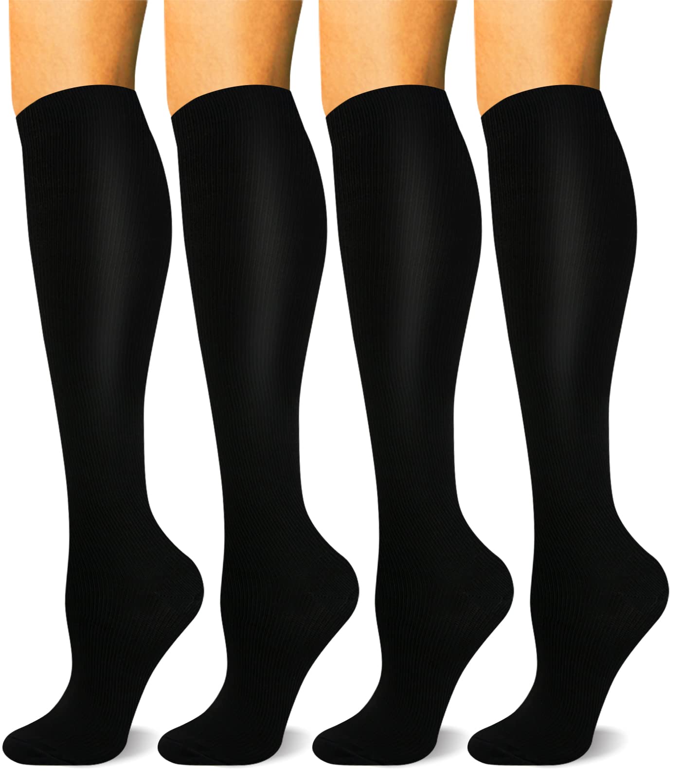 HLTPRO 4 Pairs Compression Socks for Women & Men - Best Support for  Medical, Circulation, Nurses, Running, Travel Large-X-Large Black 15-20 Mmhg