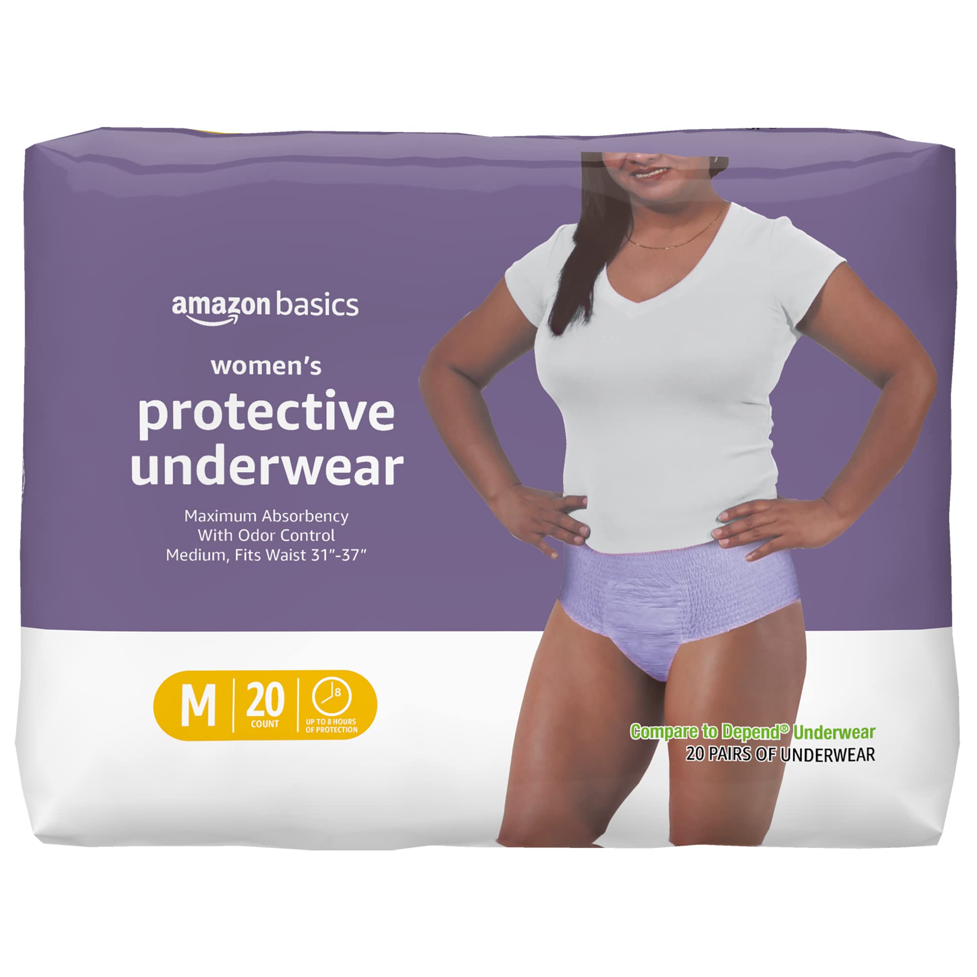 Basics Incontinence & Postpartum Underwear for Women, Maximum  Absorbency, Medium, 20 Count, 1 Pack (Previously