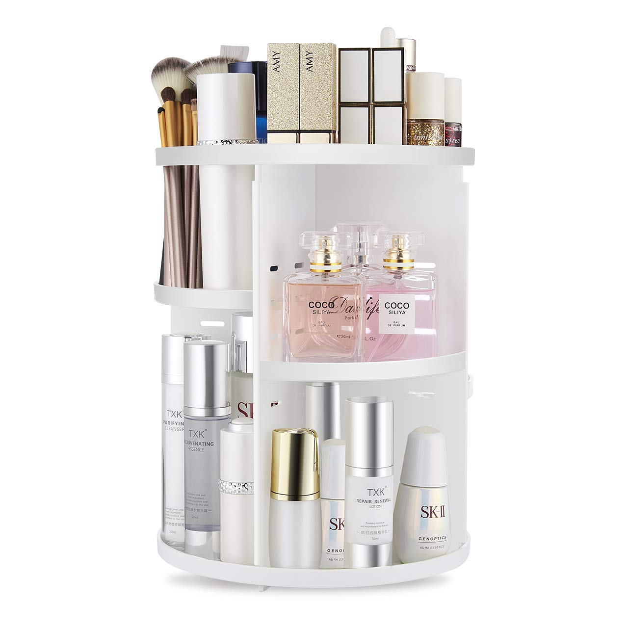 360 Rotating Makeup Organizer Large Perfume Cosmetics Organizer Beauty  Organizer Clear Cosmetic Storage Display Case with 7 Layers and Detachable