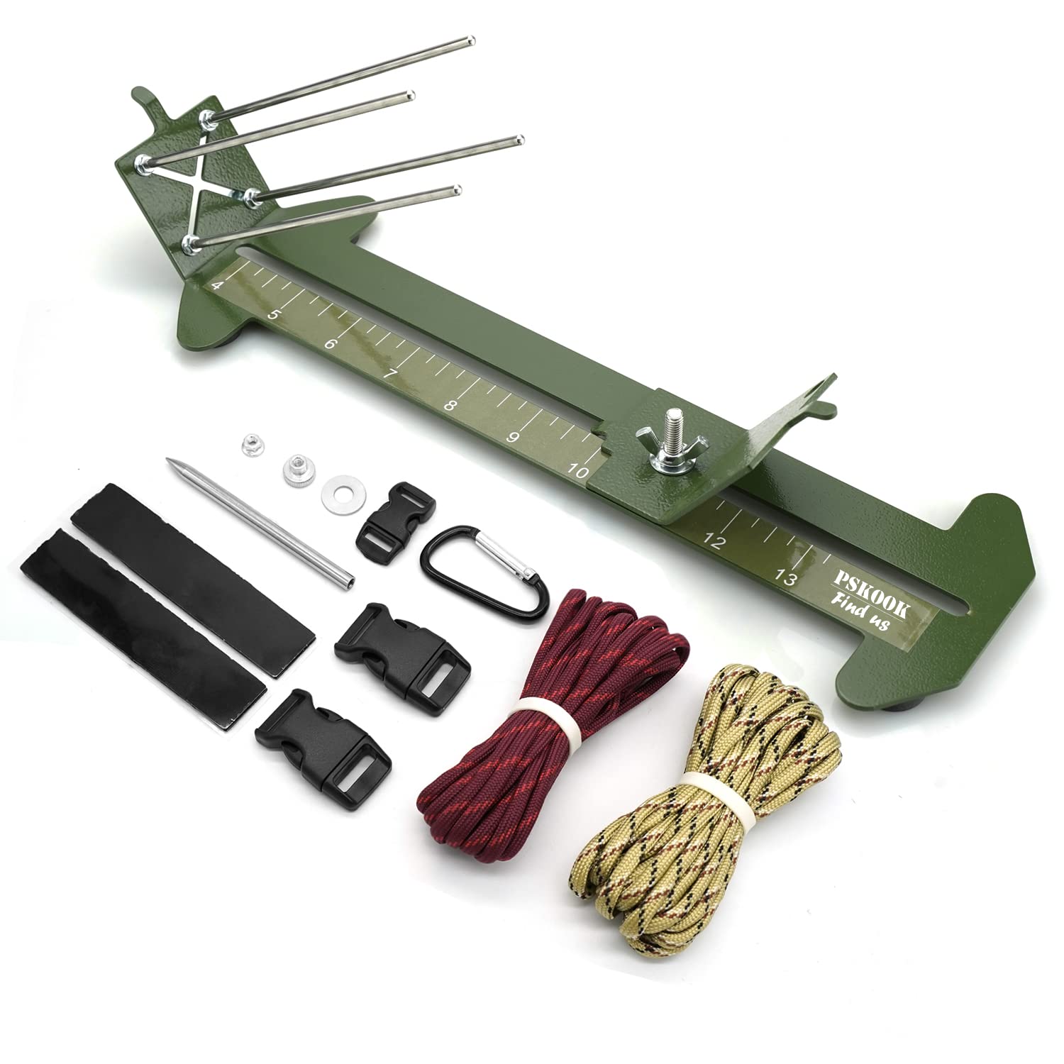 PSKOOK Paracord Bracelet Jig Kit Paracord Tool Kit Adjustable Length  Weaving DIY Craft Maker Tool (Army Green)
