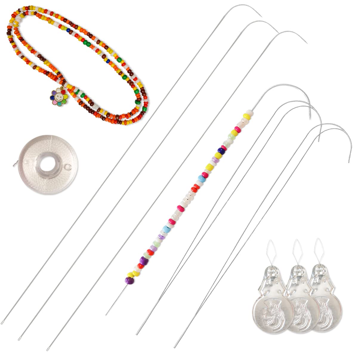  58 PCS Beading Needles Set for Jewelry Making Includes 8 Pcs  Big Eye Beading, 40 Pcs Hand-Sewing Beading Needles, Yarn Scissors,  Threader, Tweezers, Thimble for Bracelets and Jewelry Making (Blue） 