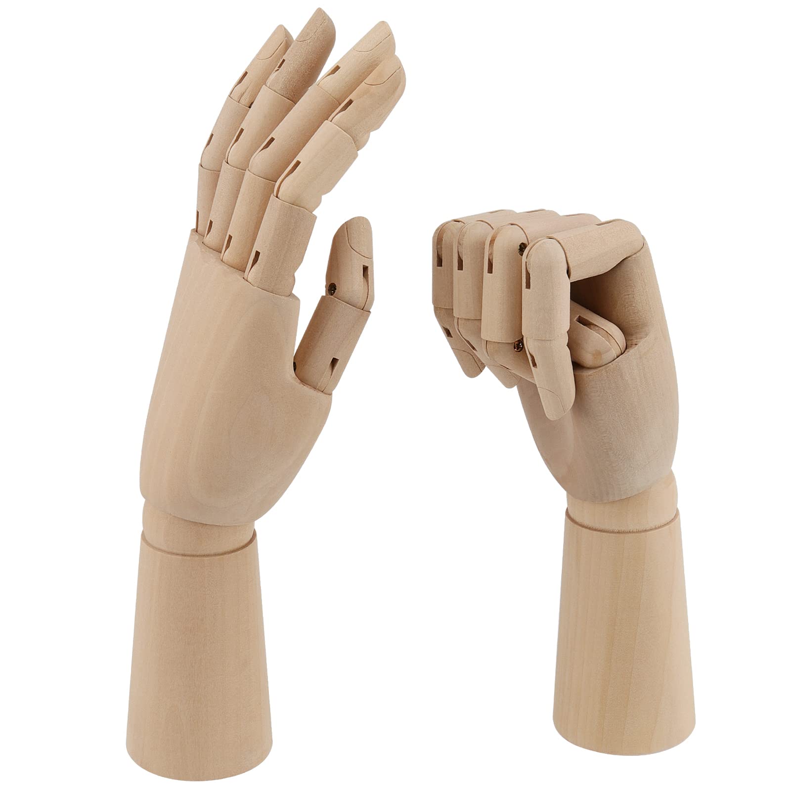 JEUIHAU 2 PCS 12 Inches Wooden Hand Model, Left and Right Wood Art Mannequin  Hand, Flexible Wooden Manikin Hand with Moveable Fingers, for Students,  Artists Sketching, Painting