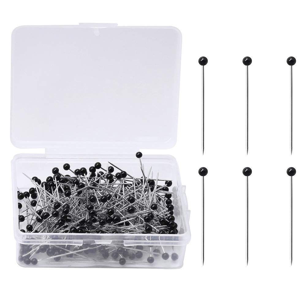  PATIKIL Sewing Pins, 100 Pack Ball Glass Head Straight Quilting  Pin for Dressmaker Decorations, Black