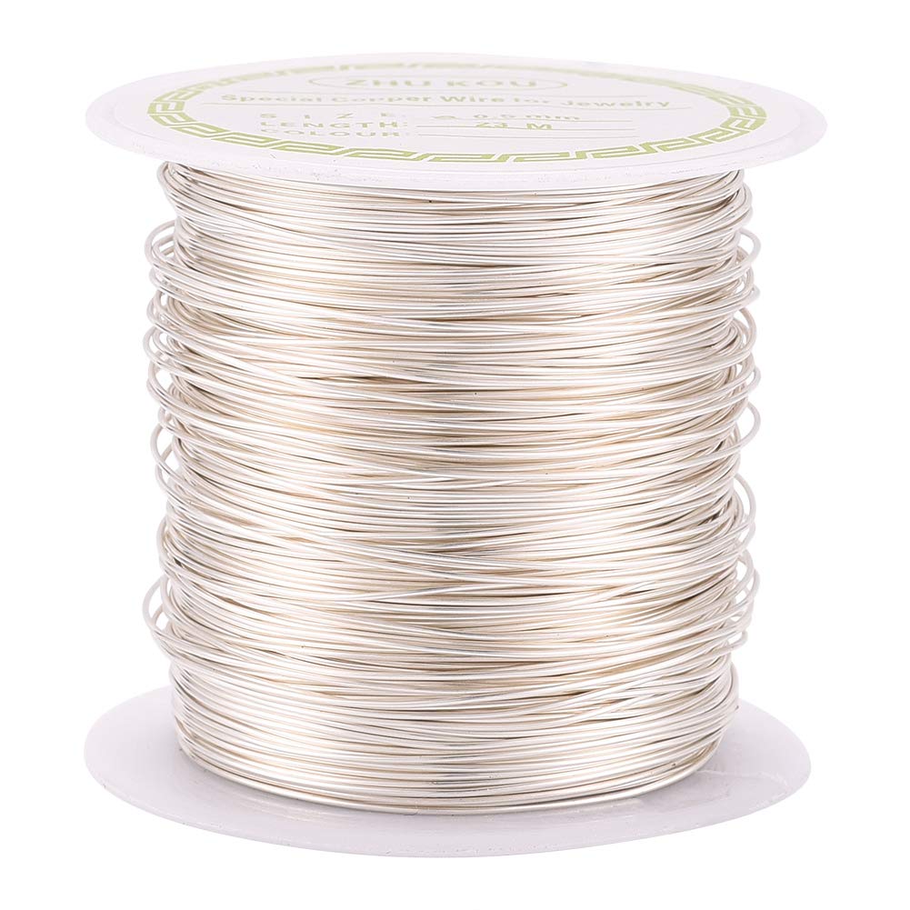 Pandahall 75.5 Feet Tarnish Resistant Copper Wire 24 Gauge Jewelry Beading  Craft Wire for Jewelry Making (Silver) Silver 24 Gauge(0.5mm)-75.5ft