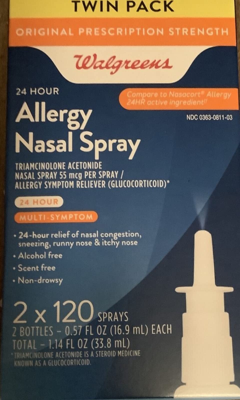 Walgreens 24 Hour Allergy Nasal Spray Twin Pack 2X120 Sprays