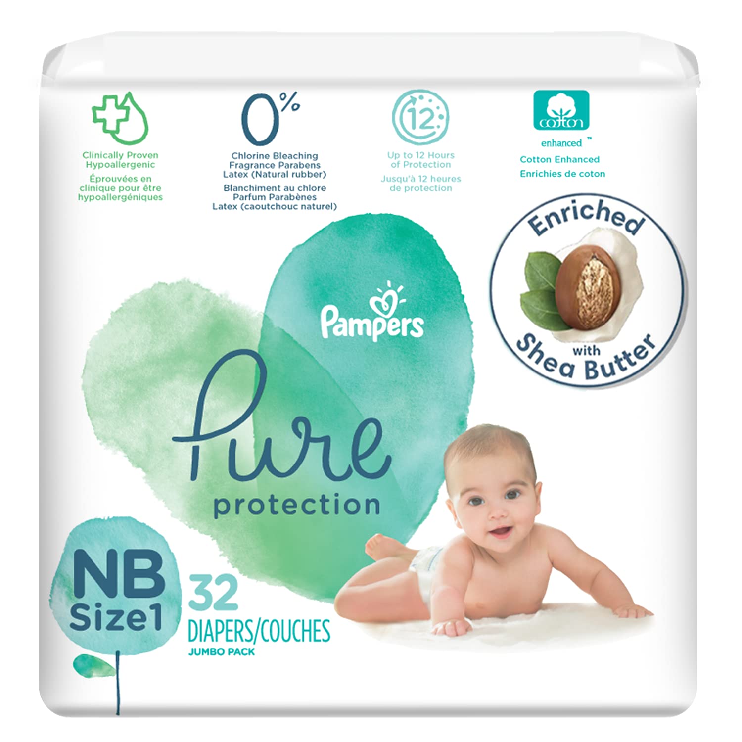 Pampers Pure Protection Diapers Size 1 (8-14 Lb.) 82 Ct., Diapers, Baby &  Toys