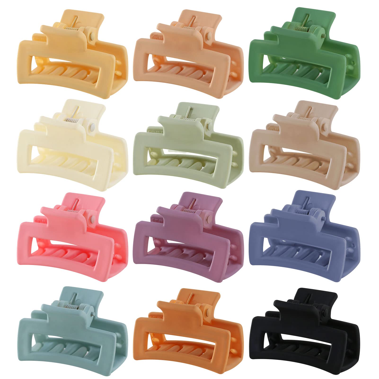 12 Pack Small Claw Clips,  Inch Mini Hair Clips, Tiny Hair Claw Clips  for Women/Girls, Little Square Hair Claw Rectangle Hair Styling  Accessories, Matte Banana Hair Jaw Clips for Thin Hair