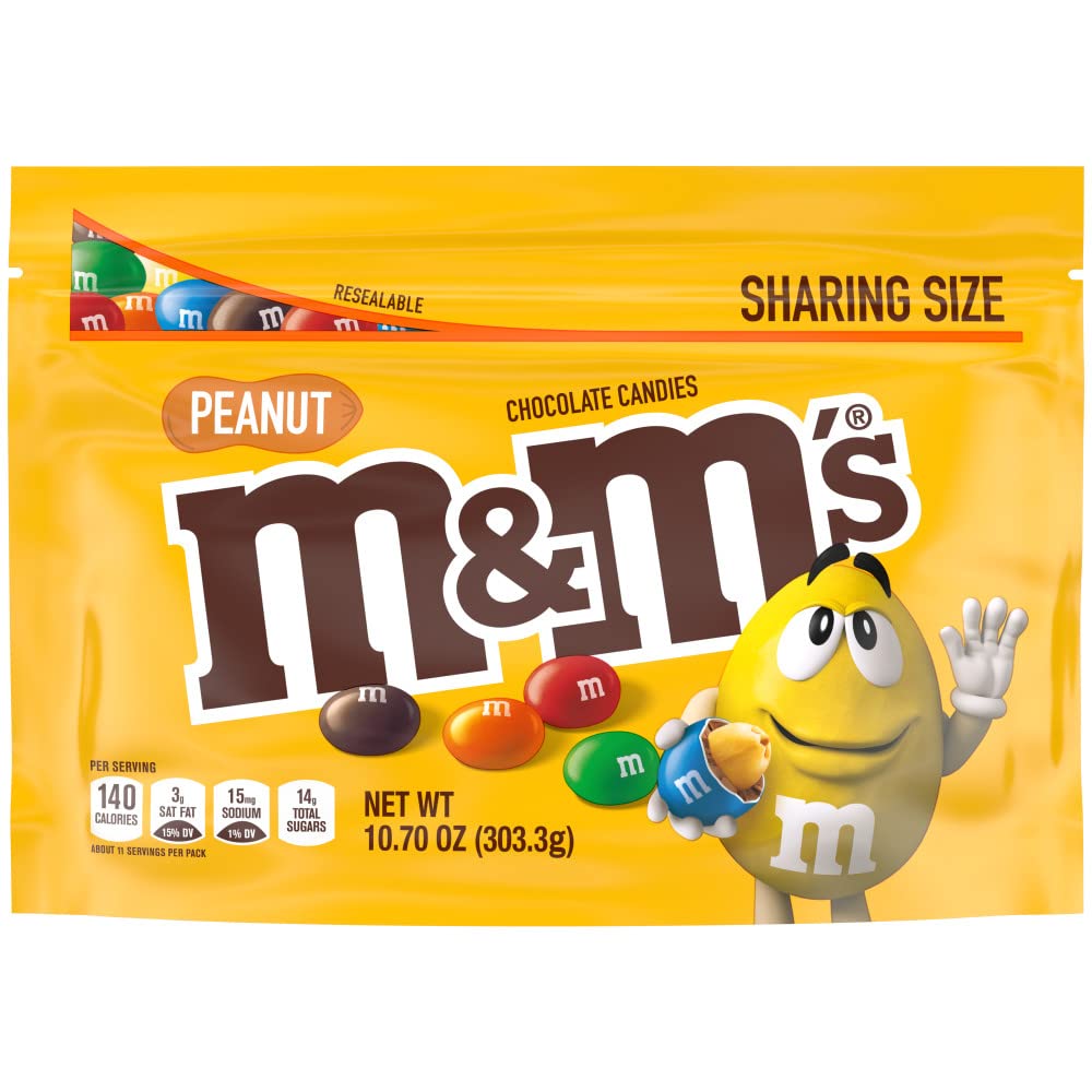 M&M'S Peanut Dark Chocolate Candy Sharing Size 10.1-Ounce Bag (Pack of 8) |  Packaging May Vary