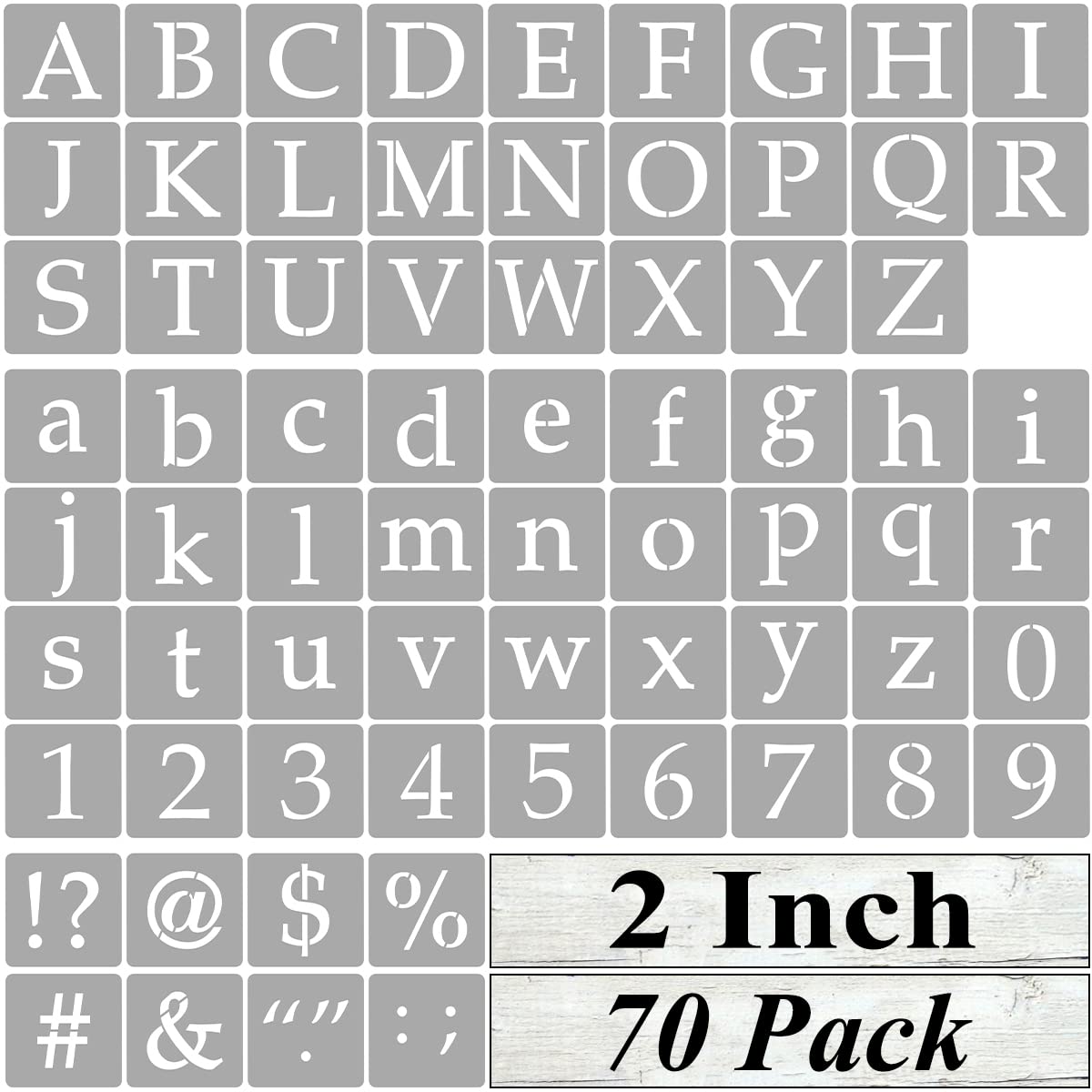 2 Inch Alphabet Letter Stencils for Painting - 70 Pack Letter and