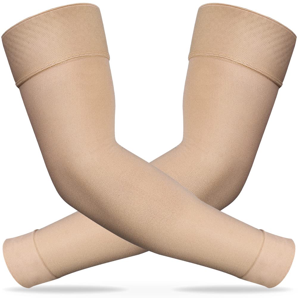 Ailaka Medical Compression Arm Sleeves for Men Women - 20-30 mmHg  Lymphedema Compression Sleeves Support for Arms Pain, Swelling, Edema, Post  Surgery Recovery, Tendonitis Beige Small(1 Pair)